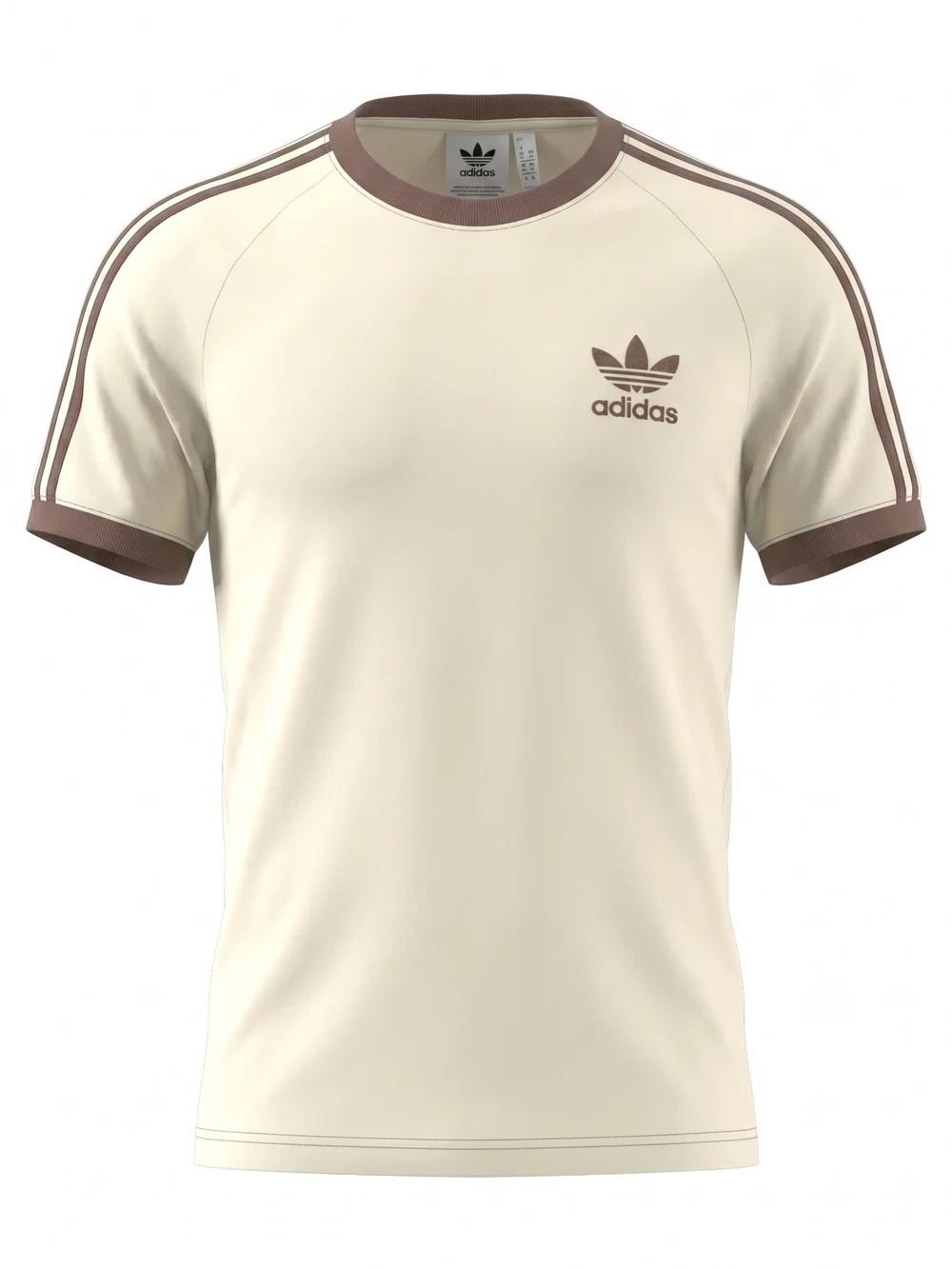 adidas Men's Cream Short-Sleeve Tee with Brown Accents. Size Small